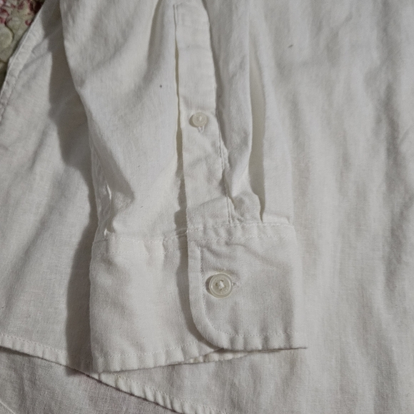 Michael Kors Classic Fit White Cotton Linen Buttondown Mens Shirt Large - Picture 12 of 14